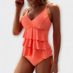 Esme | Women's Ruffle Tankini Set | V Neck Swimwear-Women Swimsuit-Pick NewYork