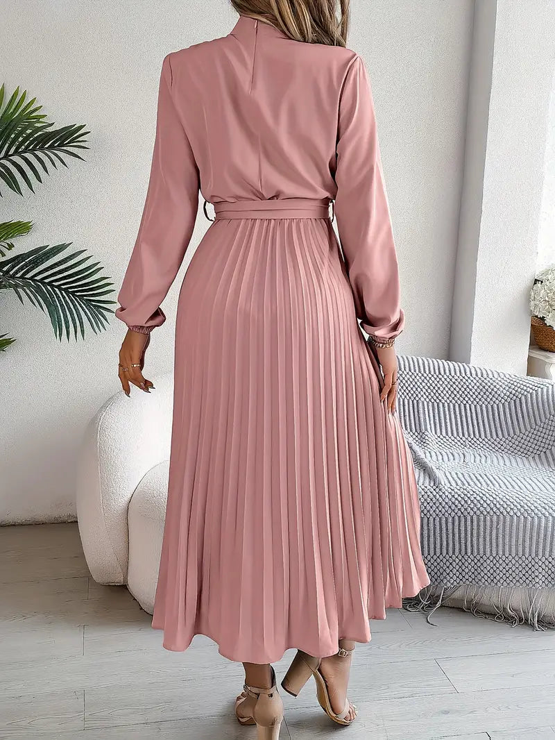 Madison | Women's Pleated Midi Dress | Long Sleeve-Women Dress-Pick NewYork