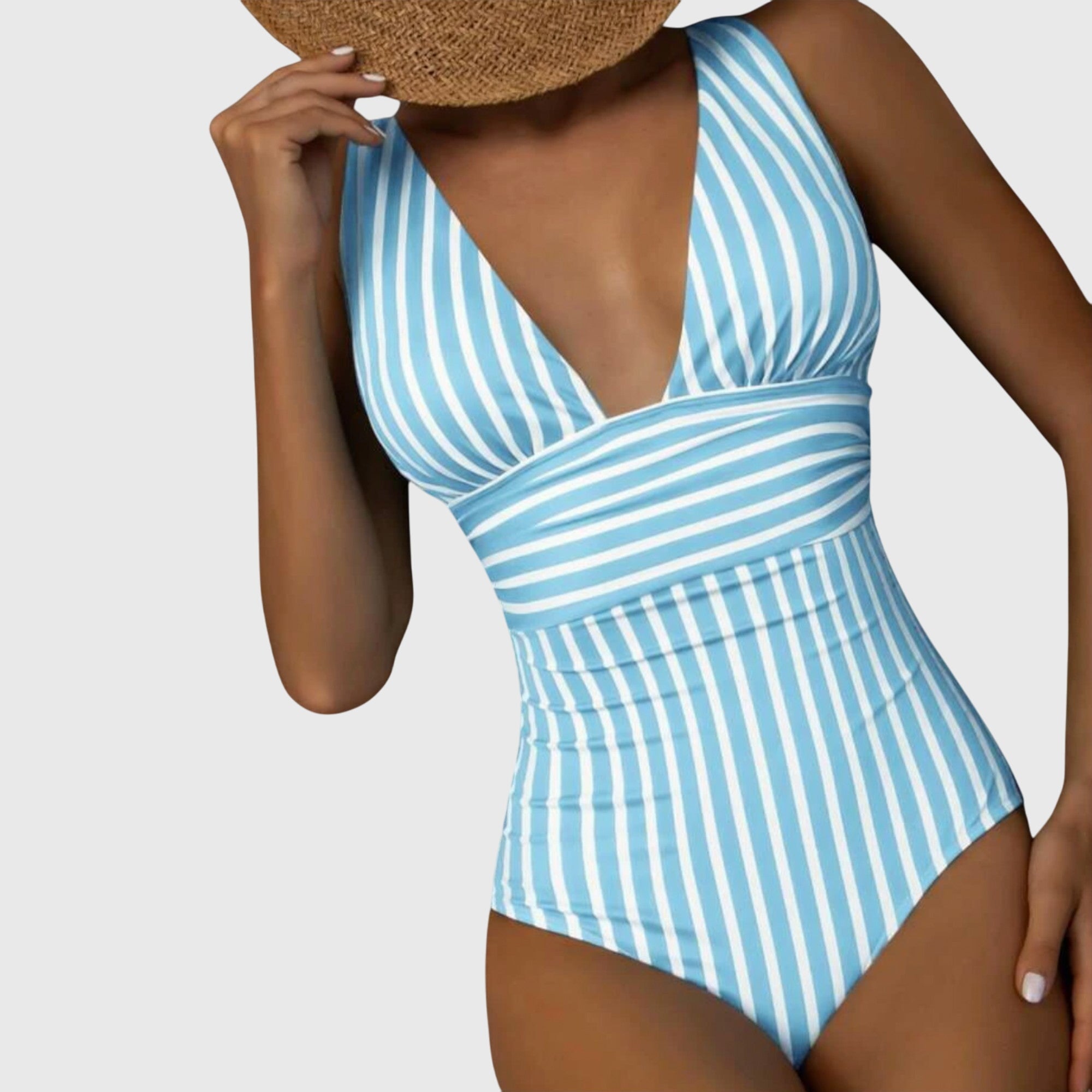 Florence | Women's Striped One Piece Swimsuit | V Neck-Women Swimsuit-Pick NewYork