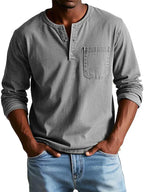 Ethan | Men's Long Sleeve Polo Shirt | Henley Style-Men Polo-Pick NewYork