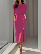 Victoria | Women's Midi Dress | Short Sleeve-Women Dress-Pick NewYork
