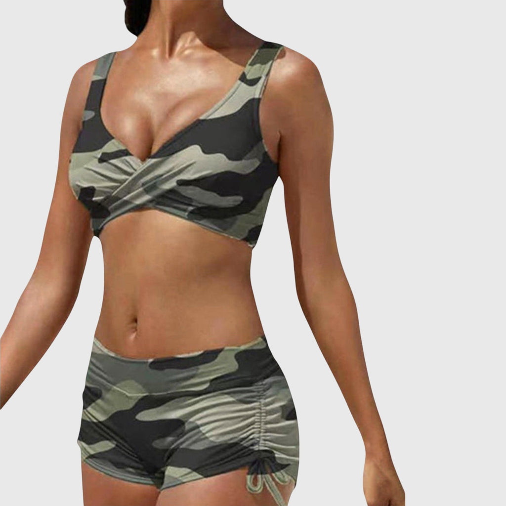 Freya | Women's Camo Tankini Set | Swim Shorts-Women Swimsuit-Pick NewYork