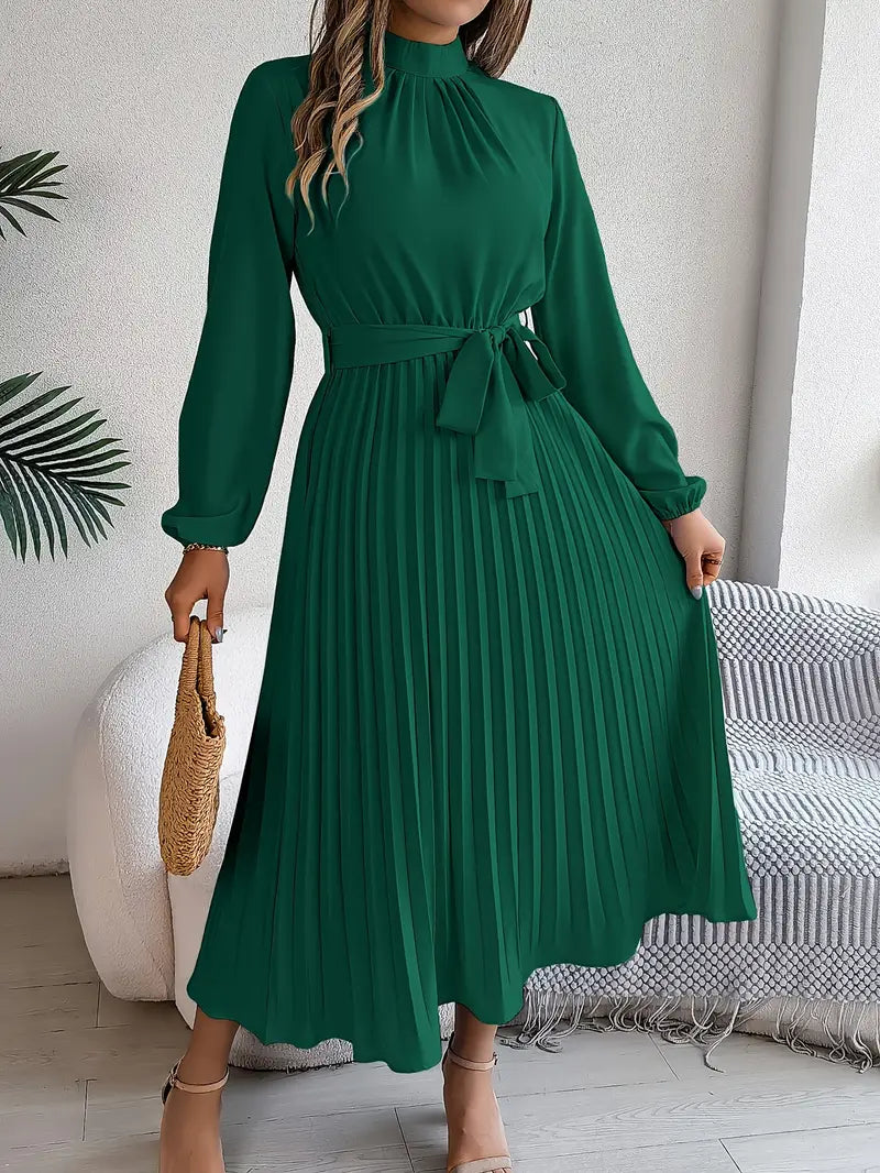 Madison | Women's Pleated Midi Dress | Long Sleeve-Women Dress-Pick NewYork