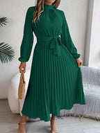 Madison | Women's Pleated Midi Dress | Long Sleeve-Women Dress-Pick NewYork