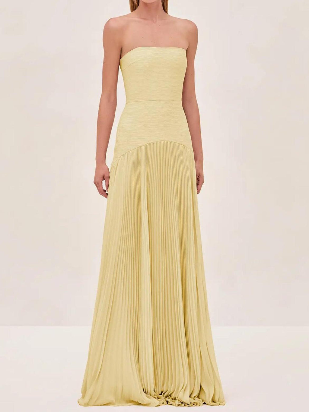 Olivia | Women's Strapless Pleated Maxi Dress | Wedding Guest-Women Dress-Pick NewYork