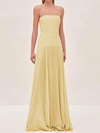 Olivia | Women's Strapless Pleated Maxi Dress | Wedding Guest-Women Dress-Pick NewYork