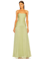 Olivia | Women's Strapless Pleated Maxi Dress | Wedding Guest-Women Dress-Pick NewYork