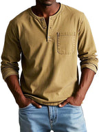 Ethan | Men's Long Sleeve Polo Shirt | Henley Style-Men Polo-Pick NewYork