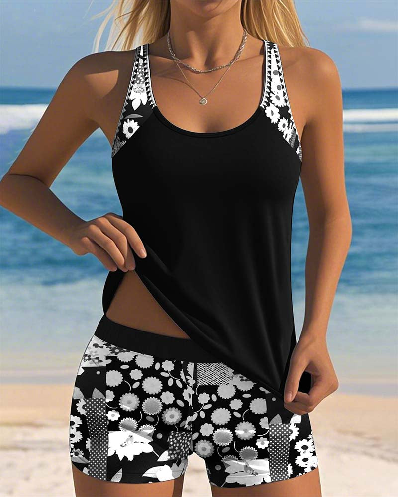 Darcey | Women's Floral Tankini Set | Two Piece Swimwear-Women Swimsuit-Pick NewYork