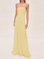 Olivia | Women's Strapless Pleated Maxi Dress | Wedding Guest-Women Dress-Pick NewYork