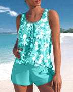 Violet | Women's Tankini Set | Swim Shorts Beachwear-Women Swimsuit-Pick NewYork