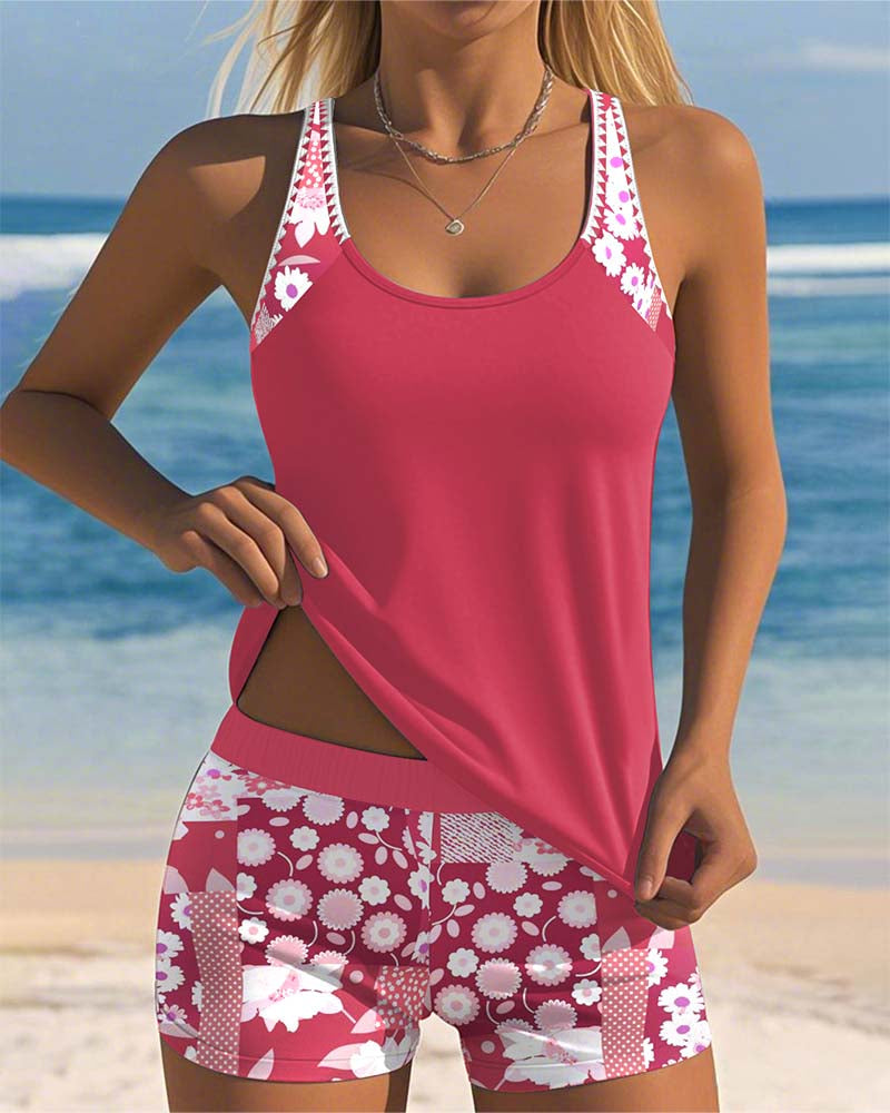 Darcey | Women's Floral Tankini Set | Two Piece Swimwear-Women Swimsuit-Pick NewYork