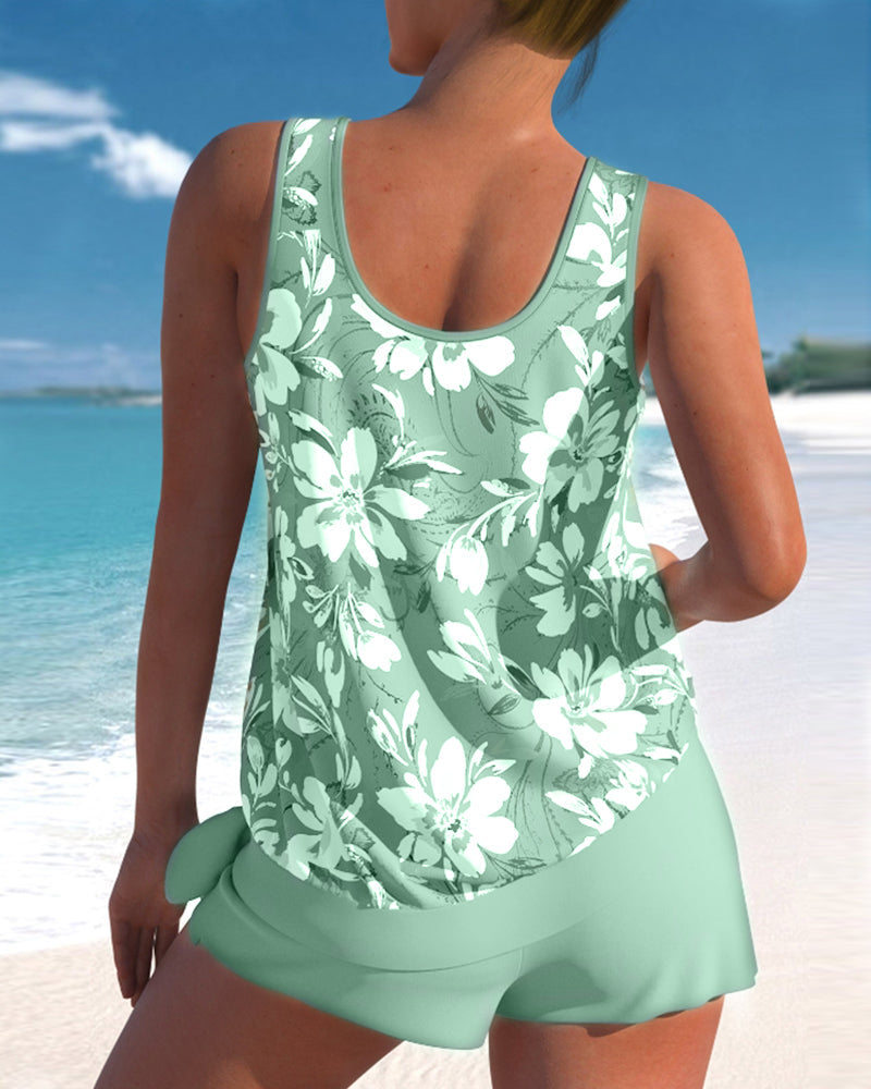Violet | Women's Tankini Set | Swim Shorts Beachwear-Women Swimsuit-Pick NewYork