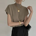 Ava | Women's Mock Neck Top | Short Sleeve-Women Blouse-Pick NewYork