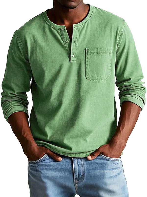 Ethan | Men's Long Sleeve Polo Shirt | Henley Style-Men Polo-Pick NewYork
