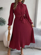 Madison | Women's Pleated Midi Dress | Long Sleeve-Women Dress-Pick NewYork
