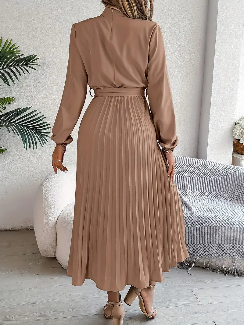 Madison | Women's Pleated Midi Dress | Long Sleeve-Women Dress-Pick NewYork