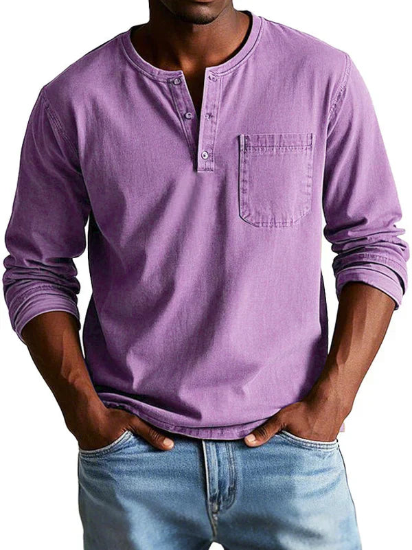Ethan | Men's Long Sleeve Polo Shirt | Henley Style-Men Polo-Pick NewYork