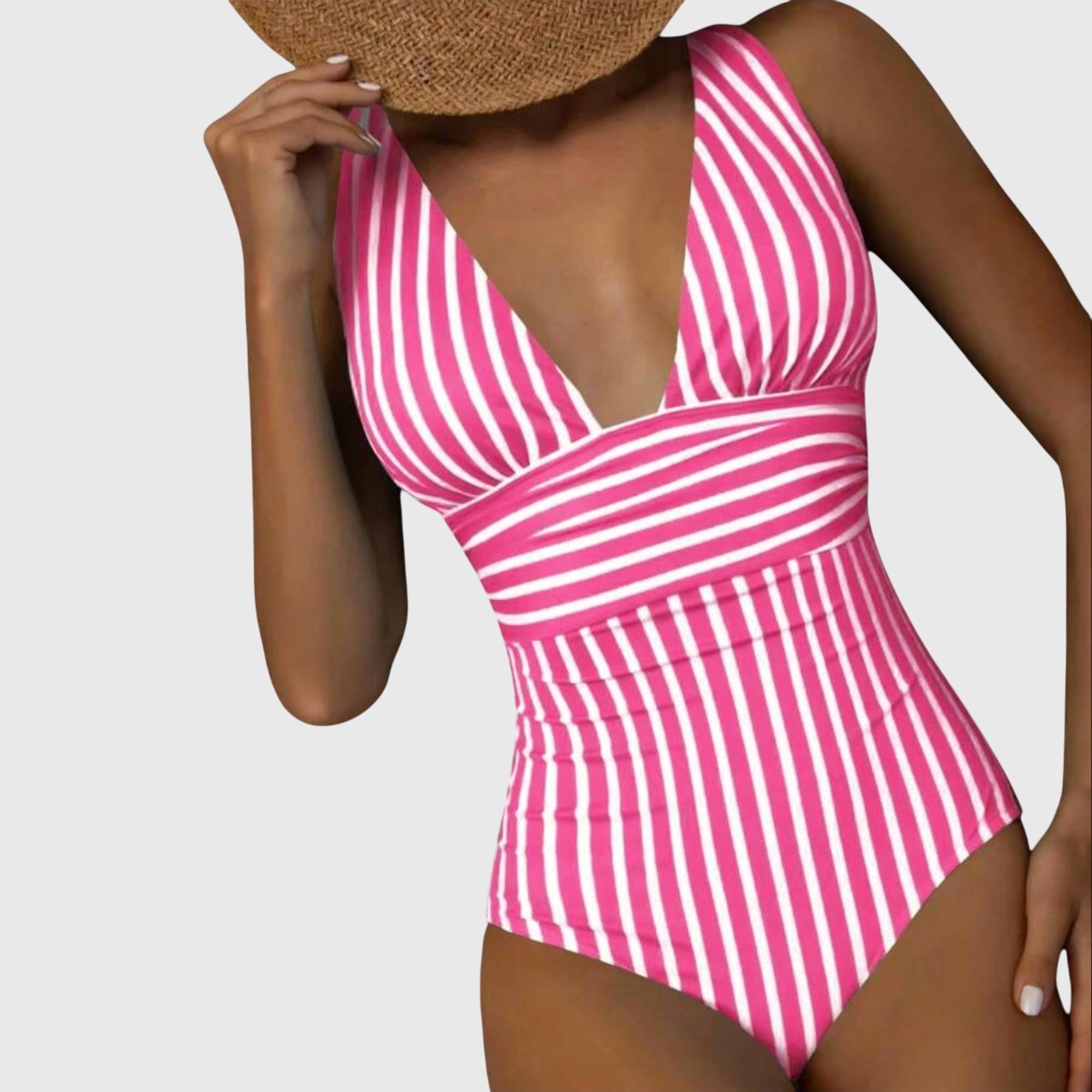 Florence | Women's Striped One Piece Swimsuit | V Neck-Women Swimsuit-Pick NewYork