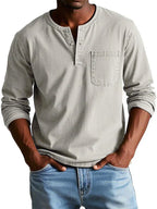 Ethan | Men's Long Sleeve Polo Shirt | Henley Style-Men Polo-Pick NewYork