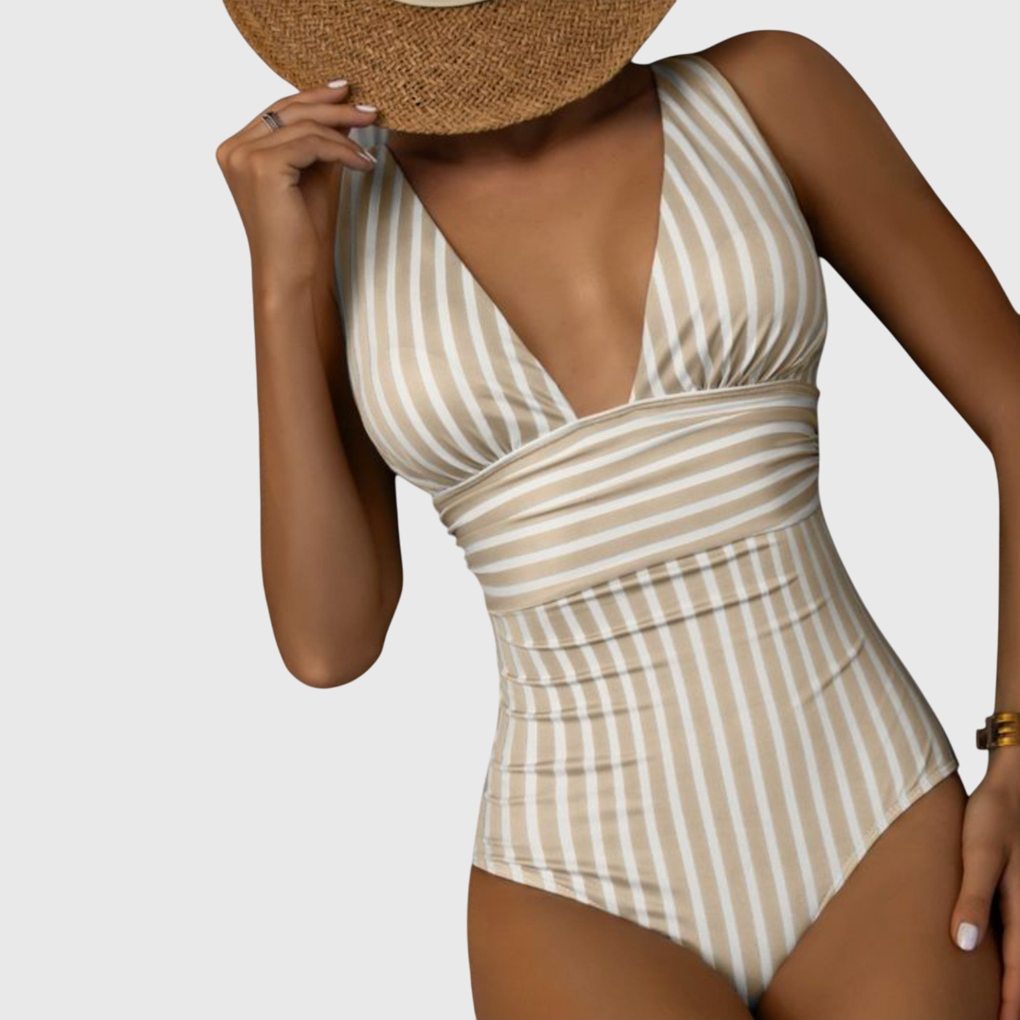 Florence | Women's Striped One Piece Swimsuit | V Neck-Women Swimsuit-Pick NewYork