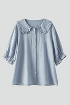 Charlotte | Women's Ruffle Neck Blouse | Button Front-Women Blouse-Pick NewYork