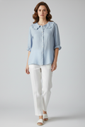 Charlotte | Women's Ruffle Neck Blouse | Button Front-Women Blouse-Pick NewYork