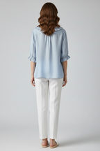 Charlotte | Women's Ruffle Neck Blouse | Button Front-Women Blouse-Pick NewYork