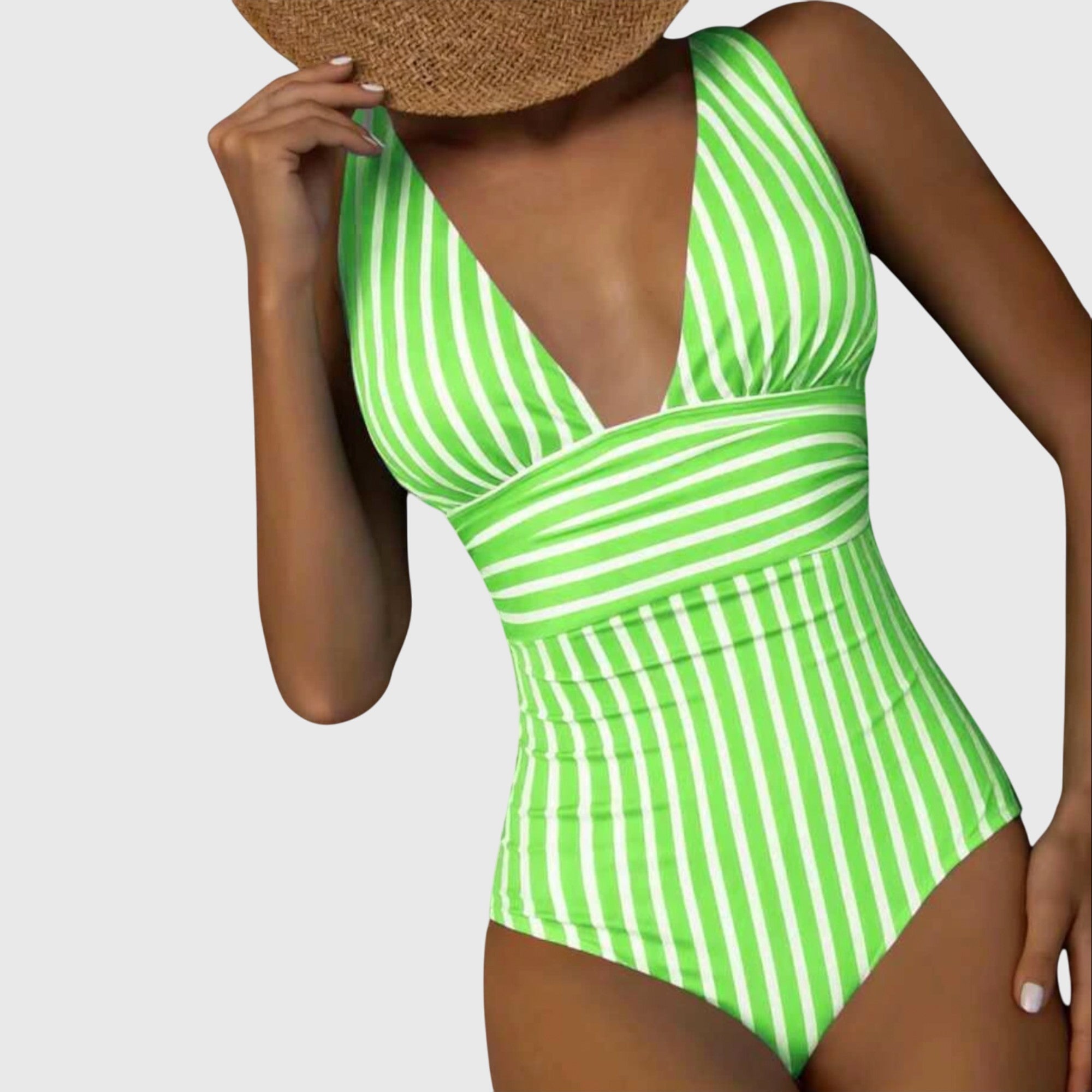 Florence | Women's Striped One Piece Swimsuit | V Neck-Women Swimsuit-Pick NewYork