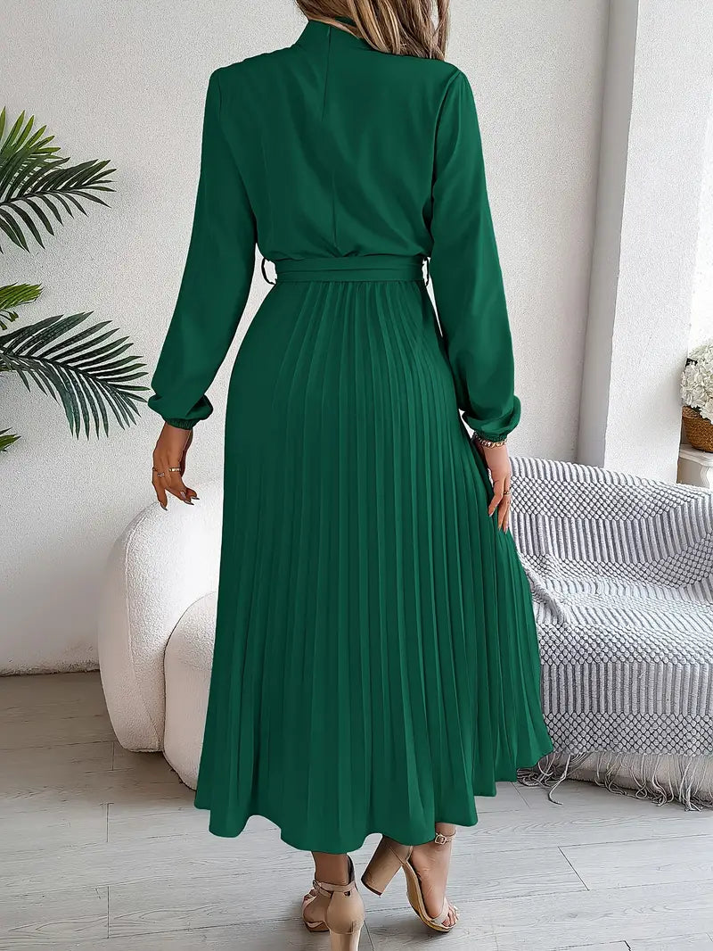 Madison | Women's Pleated Midi Dress | Long Sleeve-Women Dress-Pick NewYork
