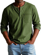 Ethan | Men's Long Sleeve Polo Shirt | Henley Style-Men Polo-Pick NewYork