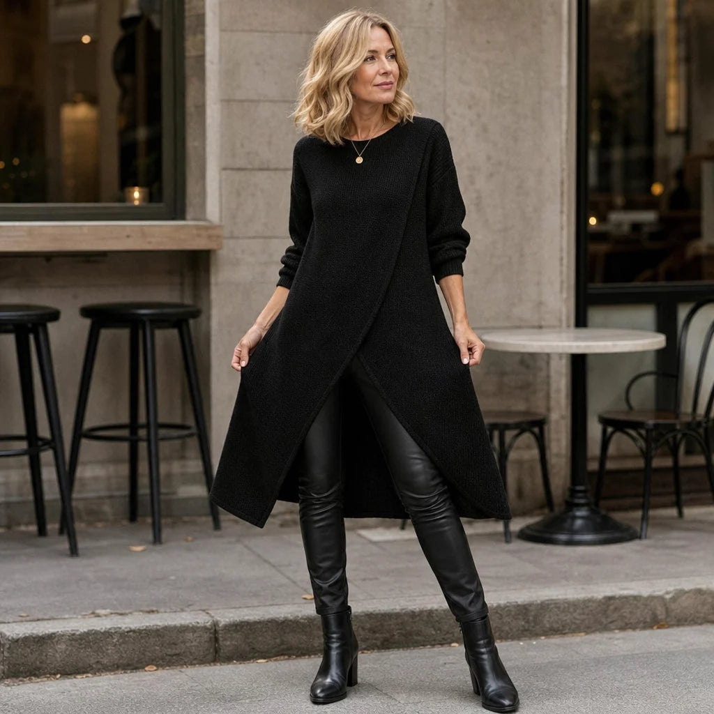 Aveline | Women’s Wrap Front Tunic Top | Long Sleeve Asymmetrical Hem-Pick NewYork