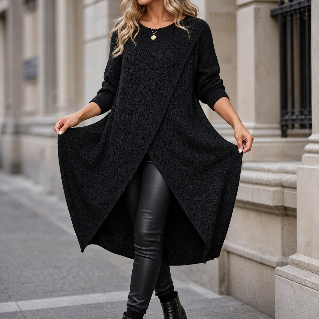 Aveline | Women’s Wrap Front Tunic Top | Long Sleeve Asymmetrical Hem-Pick NewYork