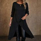 Aveline | Women’s Wrap Front Tunic Top | Long Sleeve Asymmetrical Hem-Pick NewYork