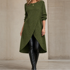 Aveline | Women’s Wrap Front Tunic Top | Long Sleeve Asymmetrical Hem-Pick NewYork
