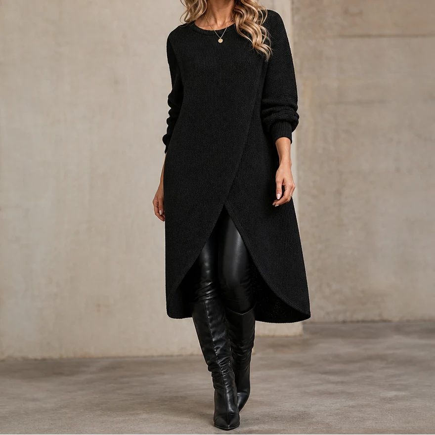 Aveline | Women’s Wrap Front Tunic Top | Long Sleeve Asymmetrical Hem-Pick NewYork