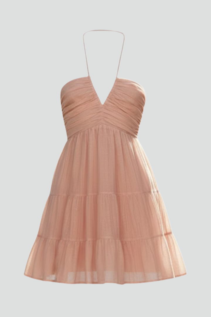 Bella | Women's Halter Mini Dress | Tiered Skirt-Women Dress-Pick NewYork