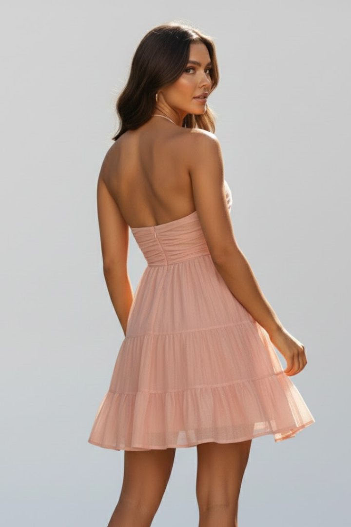 Bella | Women's Halter Mini Dress | Tiered Skirt-Women Dress-Pick NewYork