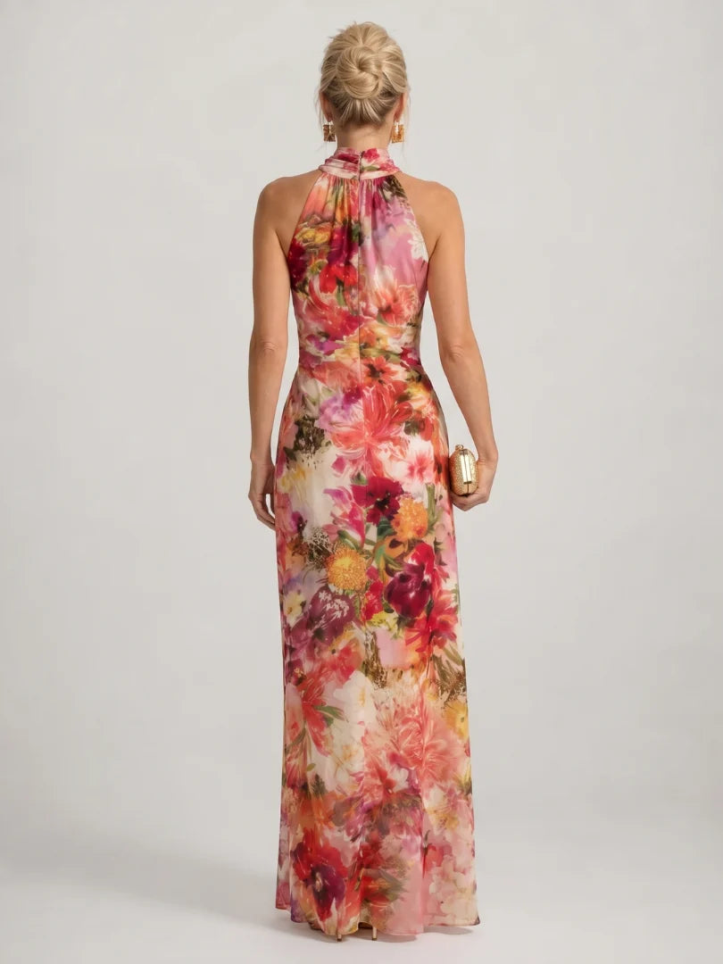 Camille | Women’s Floral Maxi Dress | Halter Neck Sleeveless-Pick NewYork