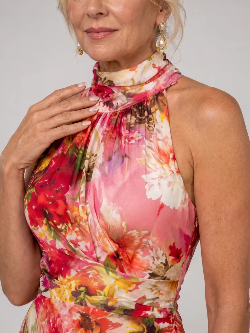 Camille | Women’s Floral Maxi Dress | Halter Neck Sleeveless-Pick NewYork