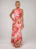 Camille | Women’s Floral Maxi Dress | Halter Neck Sleeveless-Pick NewYork