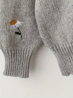 Elara | Women’s Floral Knit Sweater | Daisy Embroidery Crew Neck-Pick NewYork