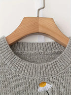 Elara | Women’s Floral Knit Sweater | Daisy Embroidery Crew Neck-Pick NewYork