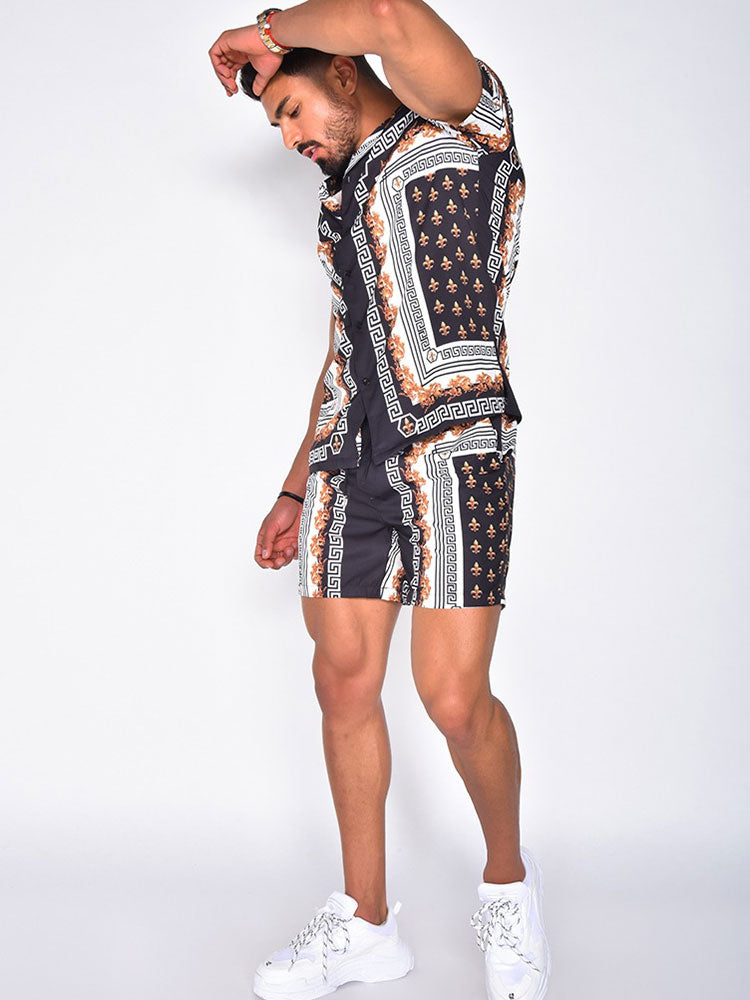 Kai | Men's Hawaiian Two Piece Set | Shirt Shorts Summer-Men Set-Pick NewYork