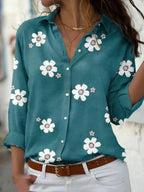 Ella | Women's Floral Shirt | Button Front Long Sleeve-Women Blouse-Pick NewYork