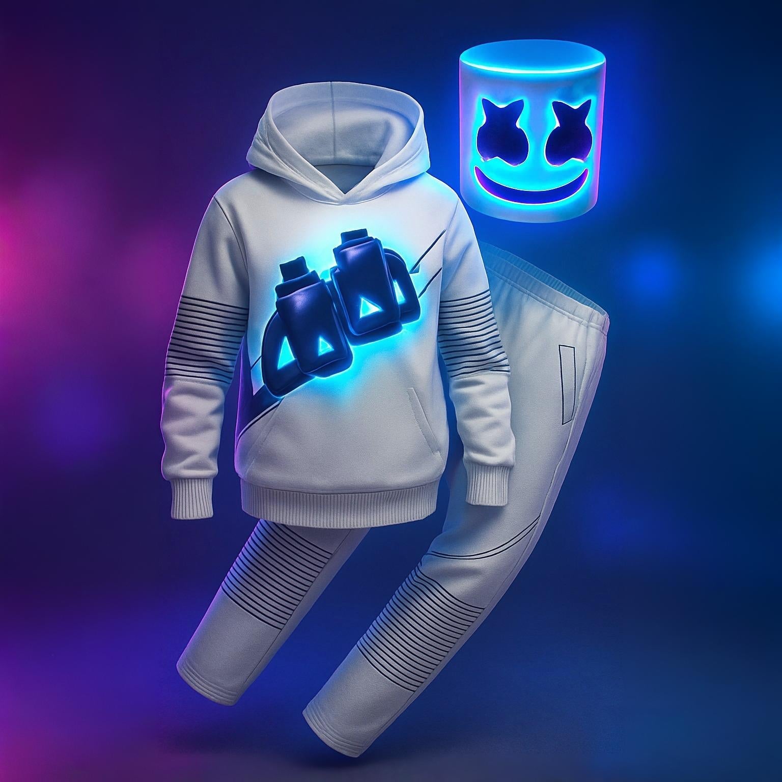 Jaxon | Unisex Marshmello Costume Set | LED Helmet Cosplay Outfit-Costume Set-Pick NewYork
