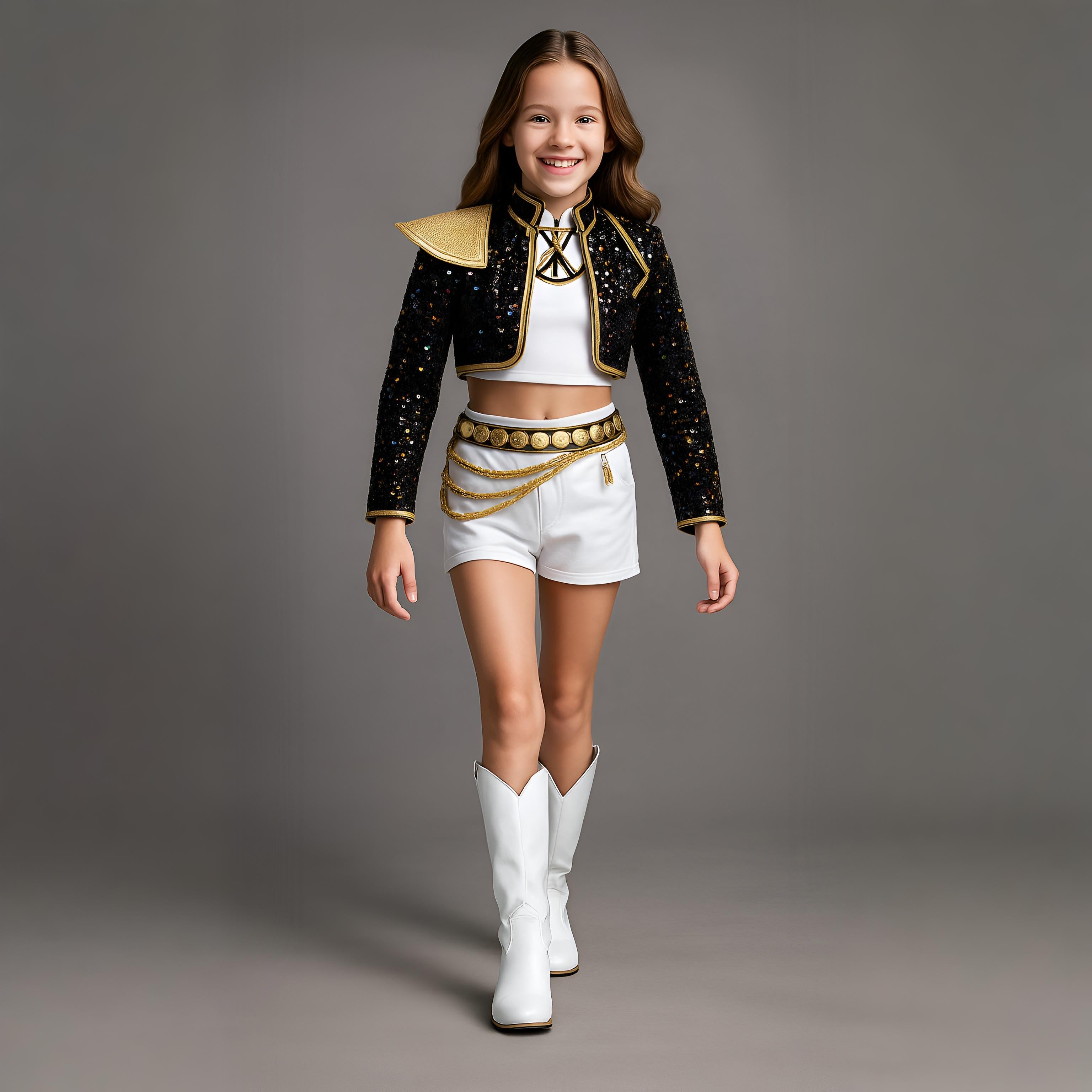 Nova | Women's Kpop Cosplay Costume | Black Gold Outfit-Costume Set-Pick NewYork