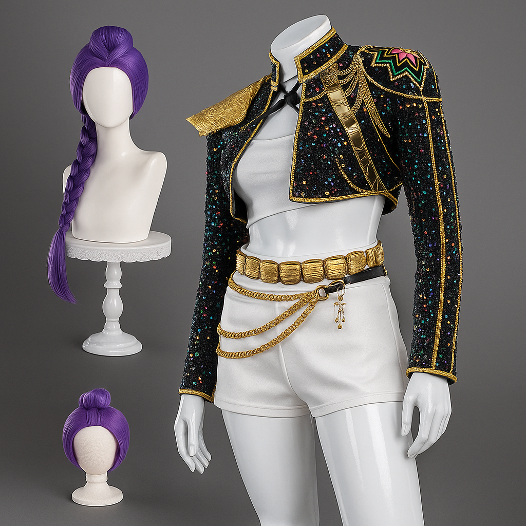 Nova | Women's Kpop Cosplay Costume | Black Gold Outfit-Costume Set-Pick NewYork