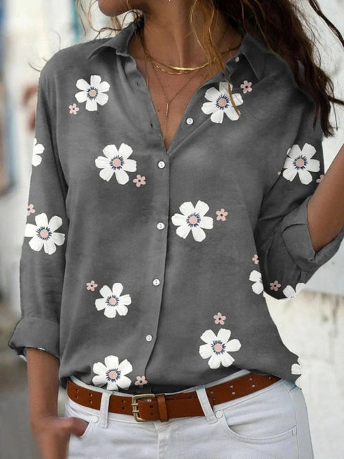 Ella | Women's Floral Shirt | Button Front Long Sleeve-Women Blouse-Pick NewYork
