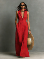 Aubrey | Women's Collared Maxi Dress | Sleeveless Button Front Vacation Wear-Women Dress-Pick NewYork